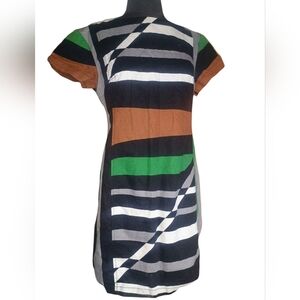 Derek Lam Colorblock Mini Dress in Black, Green, and Brown